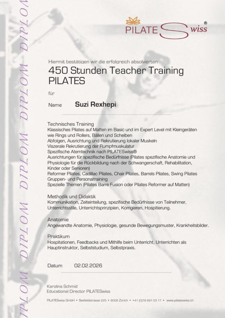 Zertifizierte PILATESwiss Lehrerin